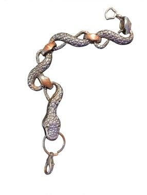 HEAVY Vintage 925 STERLING SILVER SNAKE Bracelet 7.5in Stamped Head